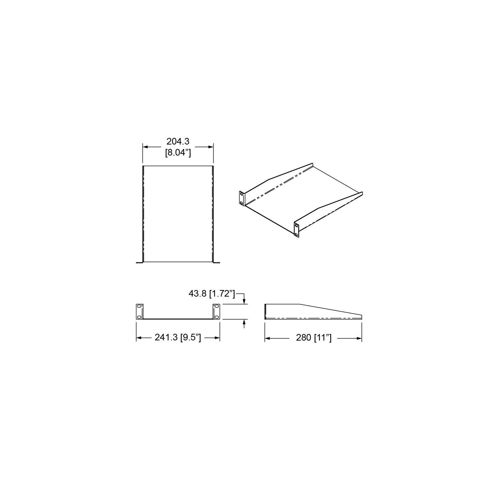 1U Half Rack Shelf - 280mm Deep (R-617)